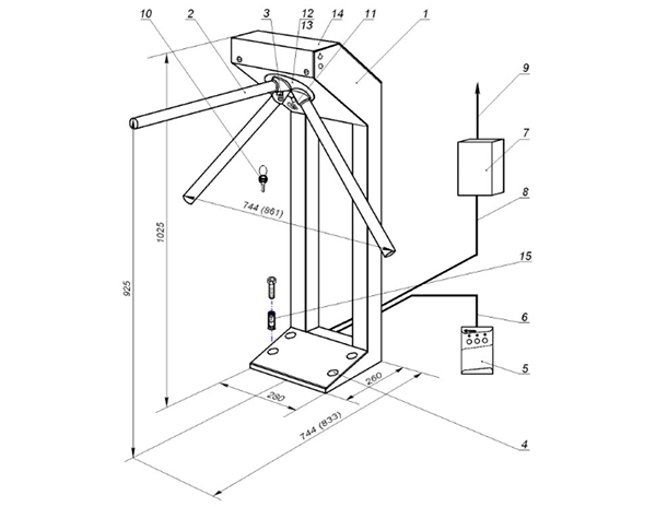 Турникет чертеж вид сверху