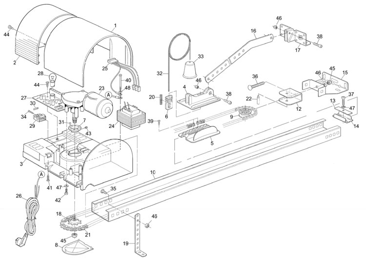 Запчасти для привода NICE SHEL75 Запчасти для привода NICE SHEL75