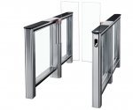 PERCo-ST-01 с крышками из закал. стекла с центральной вставкой из нерж. стали со створками 300 мм высотой 1300 мм