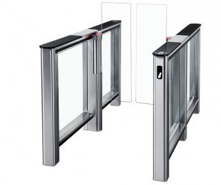 PERCo-ST-01 с крышками из закал. стекла с центр. вставкой из нерж. стали со створками 425 мм высотой 1500 мм фото